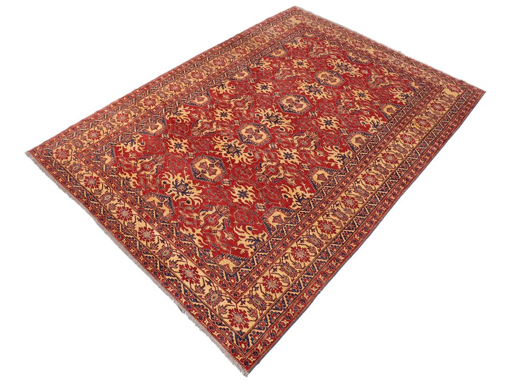 handmade Geometric Super Kazak Red Gold Hand Knotted RECTANGLE 100% WOOL area rug 10x13