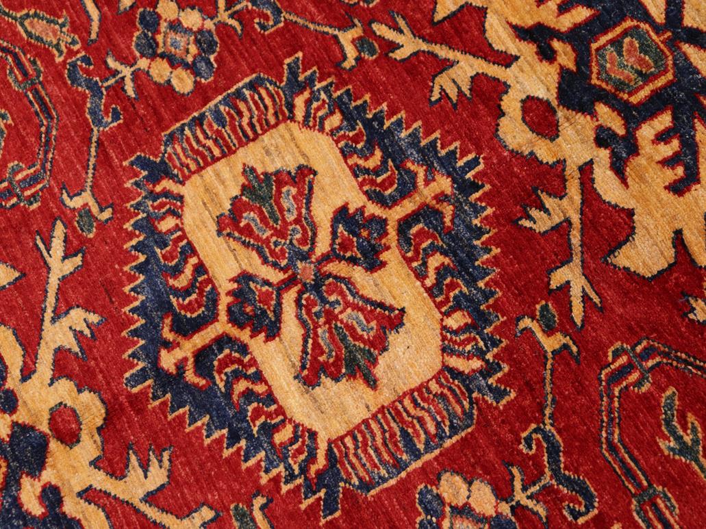 handmade Geometric Super Kazak Red Gold Hand Knotted RECTANGLE 100% WOOL area rug 10x13
