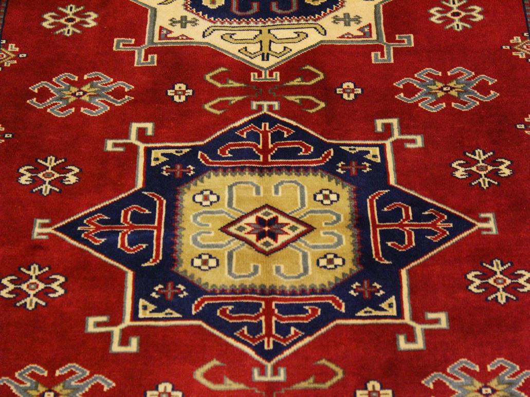 handmade Geometric Sherwan Red Beige Hand Knotted RECTANGLE 100% WOOL area rug 4x6