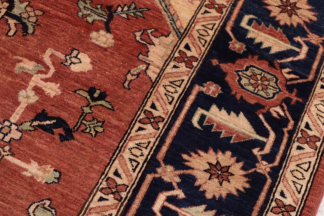 handmade Geometric Heriz Rust Blue Hand Knotted RECTANGLE 100% WOOL area rug 9 x 12