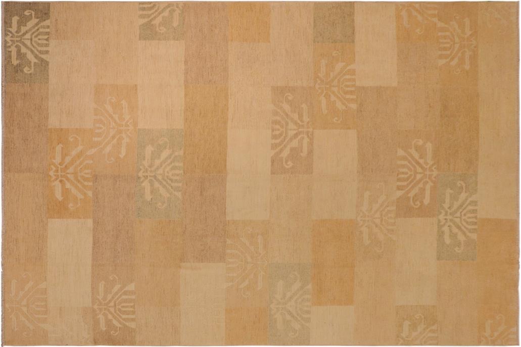 handmade Transitional Kafkaz Chobi Ziegler Tan Brown Hand Knotted RECTANGLE 100% WOOL area rug 10 x 13