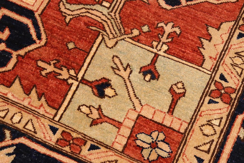 handmade Geometric Kafkaz Chobi Ziegler Rust Blue Hand Knotted RECTANGLE 100% WOOL area rug 10 x 14