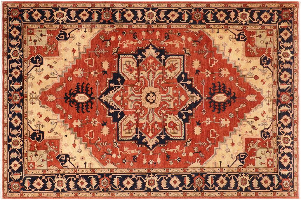 handmade Geometric Kafkaz Chobi Ziegler Rust Blue Hand Knotted RECTANGLE 100% WOOL area rug 10 x 14