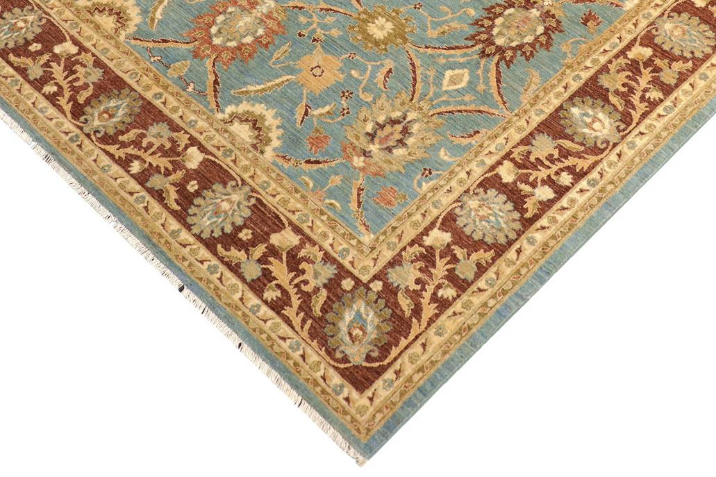 handmade Traditional Kafkaz Chobi Ziegler Blue Brown Hand Knotted RECTANGLE 100% WOOL area rug 8 x 10