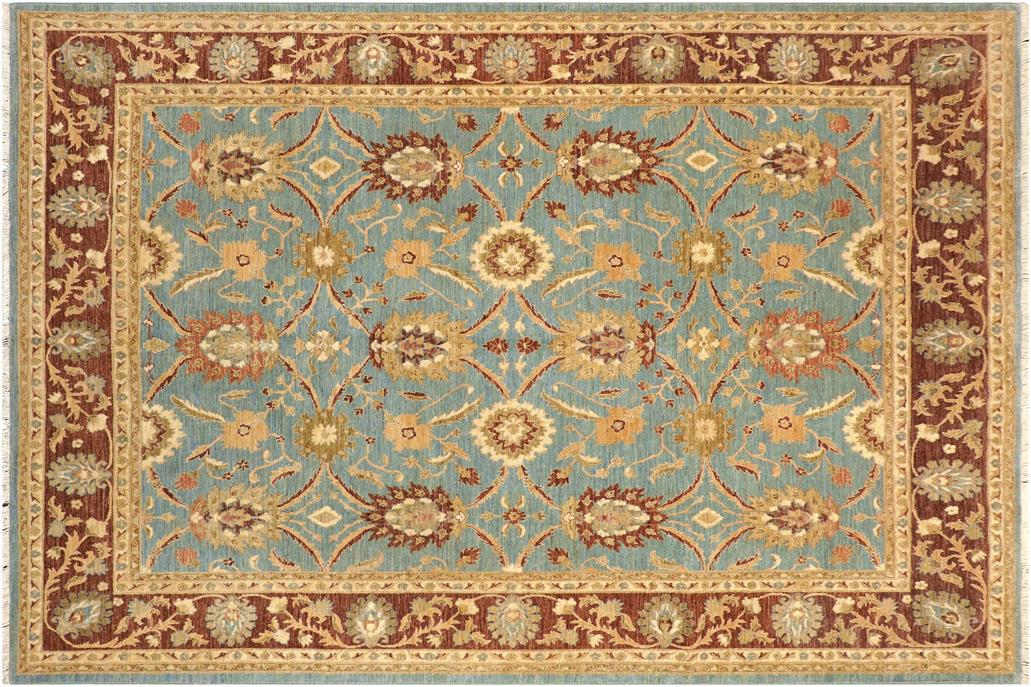 handmade Traditional Kafkaz Chobi Ziegler Blue Brown Hand Knotted RECTANGLE 100% WOOL area rug 8 x 10