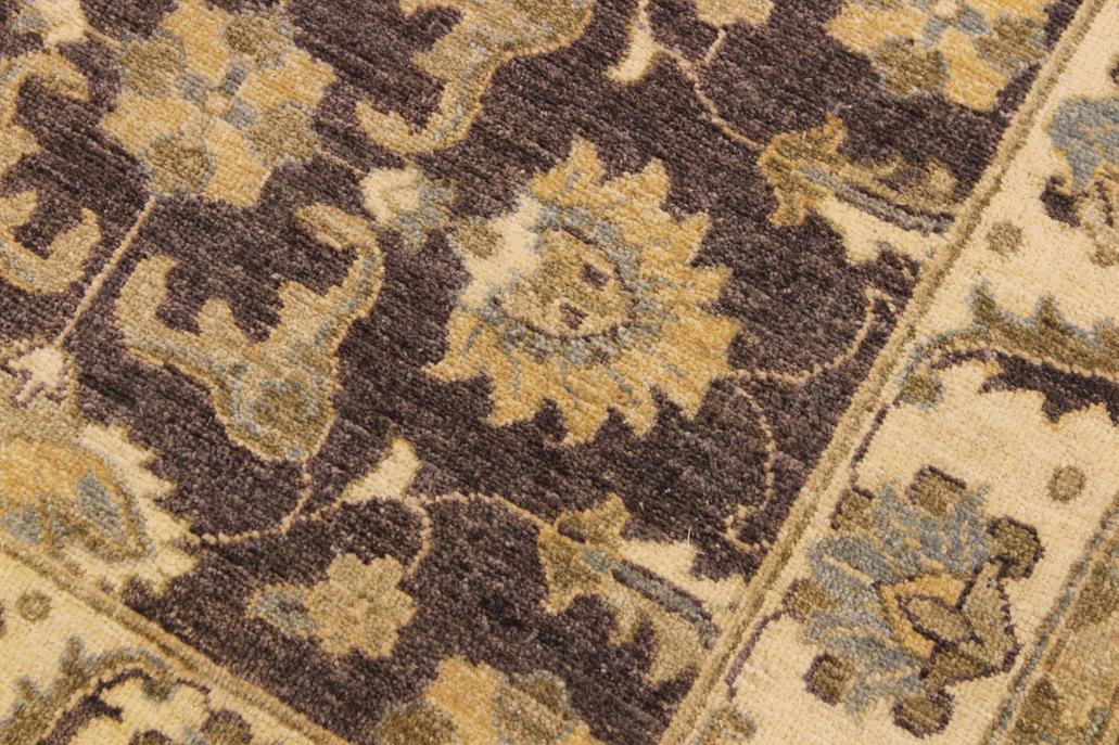 handmade Geometric Kafkaz Chobi Ziegler Brown Ivory Hand Knotted RECTANGLE 100% WOOL area rug 3 x 5