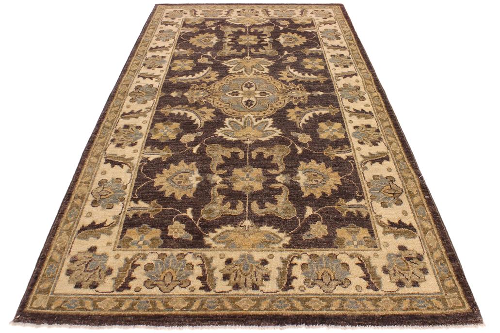handmade Geometric Kafkaz Chobi Ziegler Brown Ivory Hand Knotted RECTANGLE 100% WOOL area rug 3 x 5