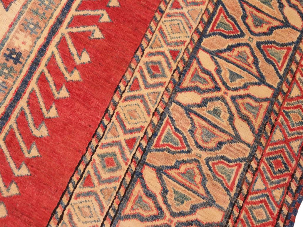 handmade Geometric Super Kazak Rust Tan Hand Knotted RECTANGLE 100% WOOL area rug 7x9