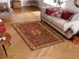 handmade Geometric Super Kazak Red Tan Hand Knotted RECTANGLE 100% WOOL area rug 4x6