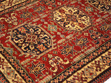 handmade Geometric Super Kazak Red Tan Hand Knotted RECTANGLE 100% WOOL area rug 4x6