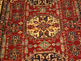 handmade Geometric Super Kazak Red Tan Hand Knotted RECTANGLE 100% WOOL area rug 4x6