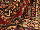 handmade Geometric Super Kazak Red Tan Hand Knotted RECTANGLE 100% WOOL area rug 4x6