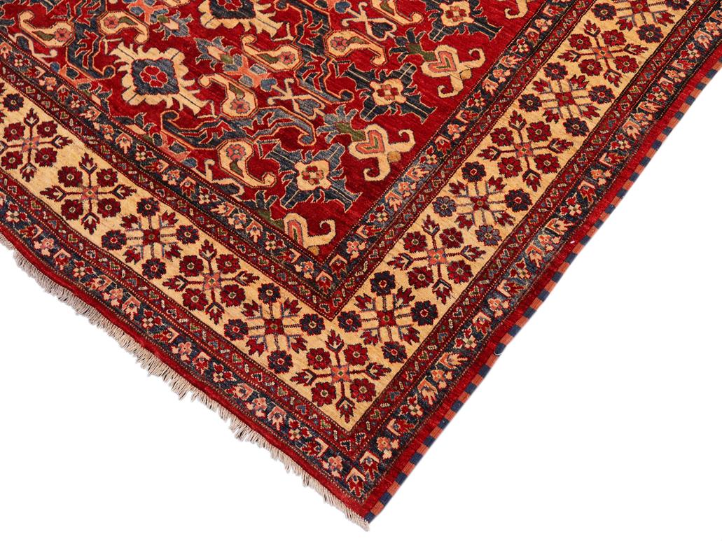 handmade Geometric Super Kazak Red Tan Hand Knotted RECTANGLE 100% WOOL area rug 8x11
