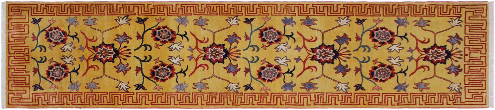 handmade Geometric Super Kazak Gold Red Hand Knotted RUNNER 100% WOOL area rug 3x10