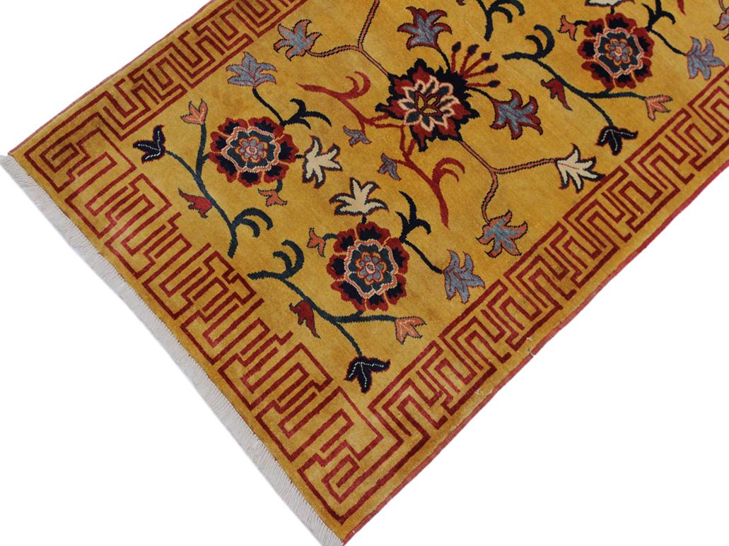 handmade Geometric Super Kazak Gold Red Hand Knotted RUNNER 100% WOOL area rug 3x10