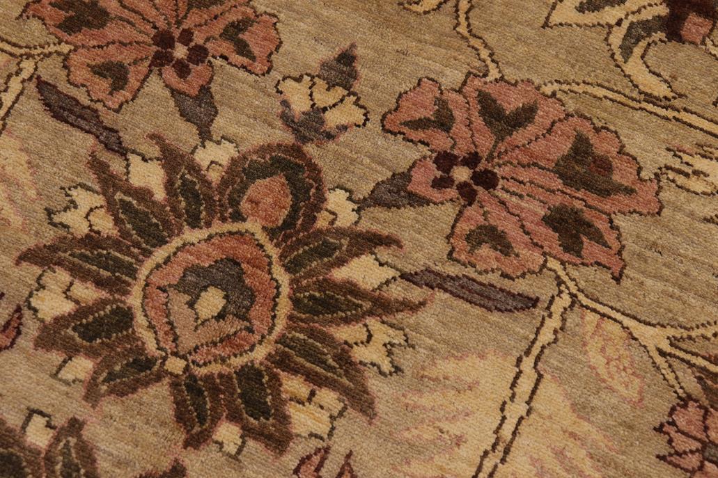 handmade Traditional Kafkaz Chobi Ziegler Taupe Tan Hand Knotted RECTANGLE 100% WOOL area rug 9 x 12