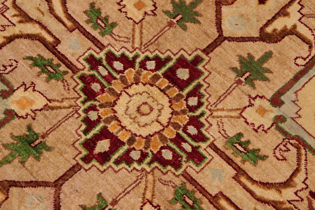 handmade Geometric Kafkaz Chobi Ziegler Brown Beige Hand Knotted RECTANGLE 100% WOOL area rug 9 x 12