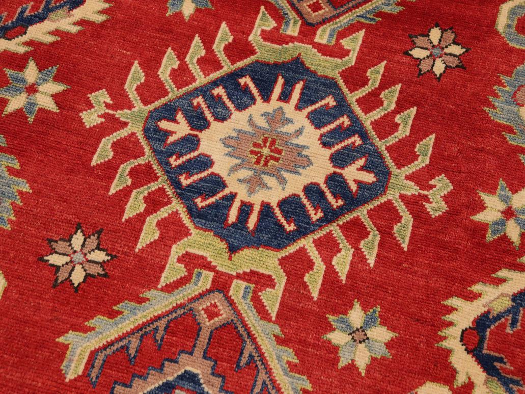handmade Geometric Kazak Red Beige Hand Knotted RECTANGLE 100% WOOL area rug 9x12