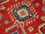 handmade Geometric Kazak Red Beige Hand Knotted RECTANGLE 100% WOOL area rug 9x12
