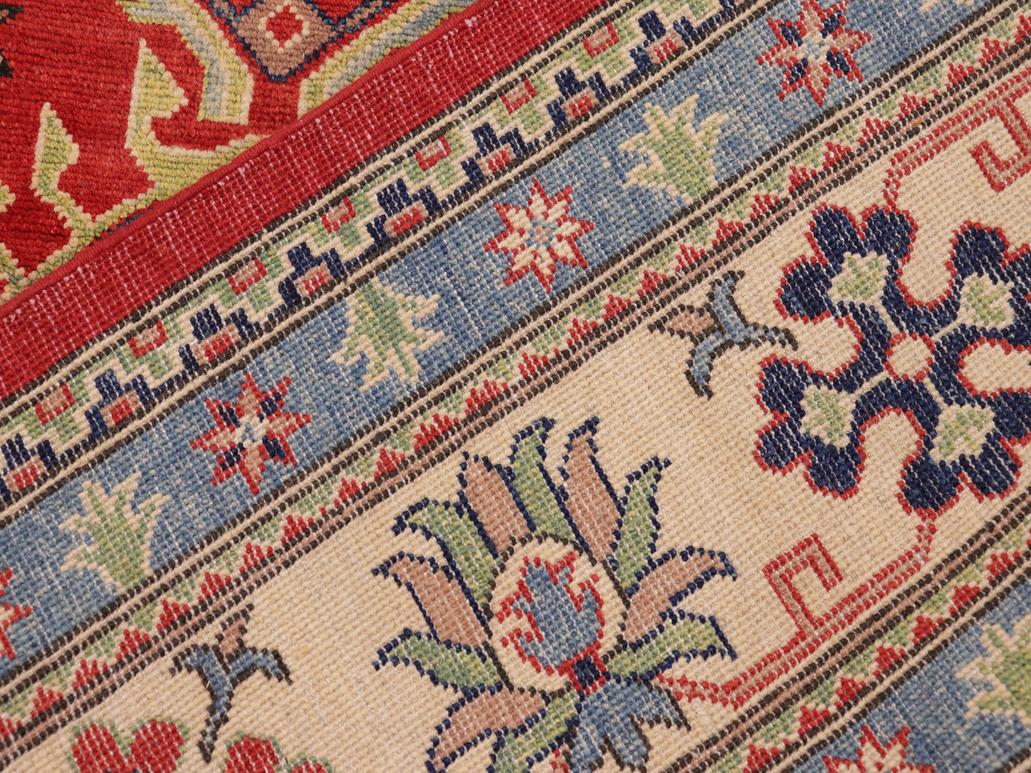 handmade Geometric Kazak Red Beige Hand Knotted RECTANGLE 100% WOOL area rug 9x12
