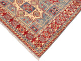handmade Geometric Kazak Lt. Blue Beige Hand Knotted RECTANGLE 100% WOOL area rug 5x7