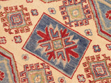 handmade Geometric Kazak Lt. Blue Beige Hand Knotted RECTANGLE 100% WOOL area rug 5x7