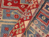 handmade Geometric Kazak Lt. Blue Beige Hand Knotted RECTANGLE 100% WOOL area rug 5x7