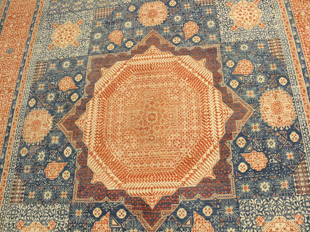handmade Geometric Mamluk Rust Blue Hand Knotted RECTANGLE 100% WOOL area rug 10x14