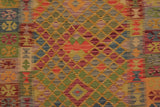 Flat Weave Kilim, Antique, Navaho, Vintage, Handmade, Geometric Kilim Gold Blue Hand-Woven Rectangle 100% Wool Area Rug 4 x 7