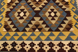 Flat Weave Kilim, Antique, Navaho, Vintage, Handmade, Geometric Kilim Brown Beige Hand-Woven Rectangle 100% Wool Area Rug 4 x 6