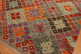 Flat Weave Kilim, Antique, Navaho, Vintage, Handmade, Modern Kilim Brown Red Hand-Woven Rectangle 100% Wool Area Rug 4 x 6