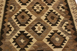 Flat Weave Kilim, Antique, Navaho, Vintage, Handmade, Geometric Kilim Beige Brown Hand-Woven Rectangle 100% Wool Area Rug 4 x 6