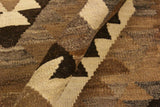 Flat Weave Kilim, Antique, Navaho, Vintage, Handmade, Geometric Kilim Beige Brown Hand-Woven Rectangle 100% Wool Area Rug 4 x 6