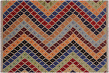 Eclectic Turkish Kilim Jacqueli Hand-Woven Wool Rug - 5'3'' x 6'5''