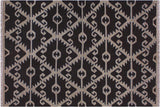 Flat Weave Kilim, Antique, Navaho, Vintage, Handmade, Modern Kilim Brown Gray Hand-Woven Rectangle 100% Wool Area Rug 5 x 6