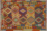 Flat Weave Kilim, Antique, Navaho, Vintage, Handmade, Geometric Kilim Beige Rust Hand-Woven Rectangle 100% Wool Area Rug 6 x 8