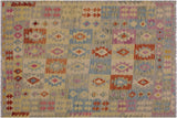 Retro Turkish Kilim Arla Hand-Woven Wool Rug - 5'0'' x 6'6''