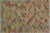 Contemporary Turkish Kilim Arlene Hand-Woven Wool Rug - 6'8'' x 9'9''