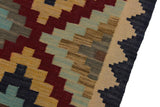 Flat Weave Kilim, Antique, Navaho, Vintage, Handmade, Geometric Kilim Brown Tan Hand-Woven Rectangle 100% Wool Area Rug 3 x 5