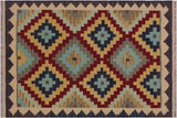 Retro Turkish Kilim Billy Hand-Woven Wool Rug - 3'5'' x 4'11''