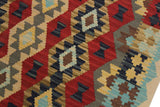 Flat Weave Kilim, Antique, Navaho, Vintage, Handmade, Geometric Kilim Beige Red Hand-Woven Rectangle 100% Wool Area Rug 3 x 5
