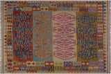 Retro Turkish Kilim Blanca Hand-Woven Wool Rug - 5'1'' x 6'6''