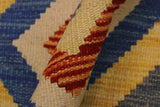 Flat Weave Kilim, Antique, Navaho, Vintage, Handmade, Geometric Kilim Beige Blue Hand-Woven Rectangle 100% Wool Area Rug 3 x 6