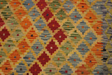 Flat Weave Kilim, Antique, Navaho, Vintage, Handmade, Modern Kilim Gold Gray Hand-Woven Rectangle 100% Wool Area Rug 3 x 5