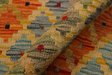 Flat Weave Kilim, Antique, Navaho, Vintage, Handmade, Modern Kilim Gold Gray Hand-Woven Rectangle 100% Wool Area Rug 3 x 5