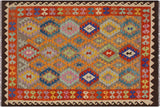 Flat Weave Kilim, Antique, Navaho, Vintage, Handmade, Geometric Kilim Brown Ivory Hand-Woven Rectangle 100% Wool Area Rug 5 x 7