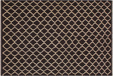 Flat Weave Kilim, Antique, Navaho, Vintage, Handmade, Modern Kilim Black Ivory Hand-Woven Rectangle 100% Wool Area Rug 7 x 10