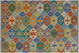 Boho Chic Turkish Kilim Buck Hand-Woven Wool Rug - 6'8'' x 9'6''