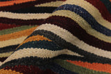 Flat Weave Kilim, Antique, Navaho, Vintage, Handmade, Modern Kilim Tan Blue Hand-Woven Rectangle 100% Wool Area Rug 3 x 4