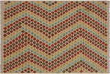 Flat Weave Kilim, Antique, Navaho, Vintage, Handmade, Modern Kilim Tan Red Hand-Woven Rectangle 100% Wool Area Rug 5 x 7